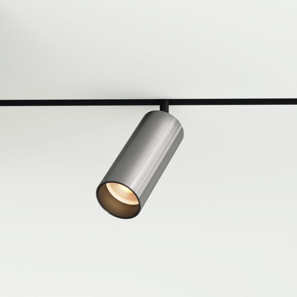 Lumineka TUBE 40 — трековий світильник 48V, Brushed Aluminium, вид 3/4