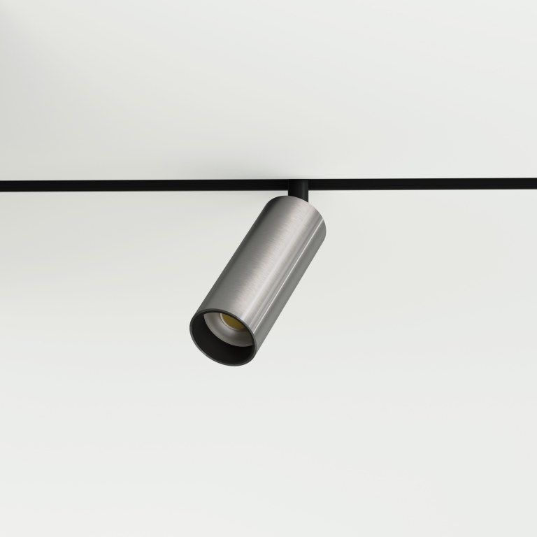 Lumineka TUBE 34 — трековий світильник 48V, Brushed Aluminium, вид 3/4