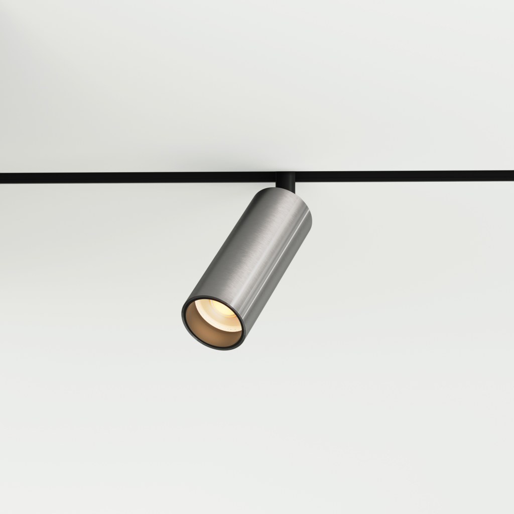Lumineka TUBE 34 — трековий світильник 48V, Brushed Aluminium, вид 3/4