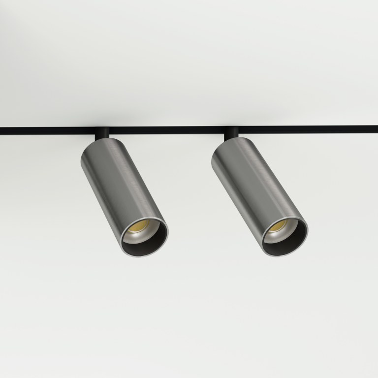 Lumineka TUBE 34 — трековий світильник 48V, Brushed Aluminium, вид 3/4