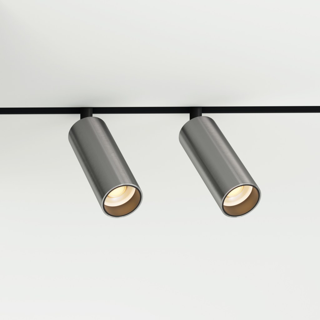 Lumineka TUBE 34 — трековий світильник 48V, Brushed Aluminium, вид 3/4